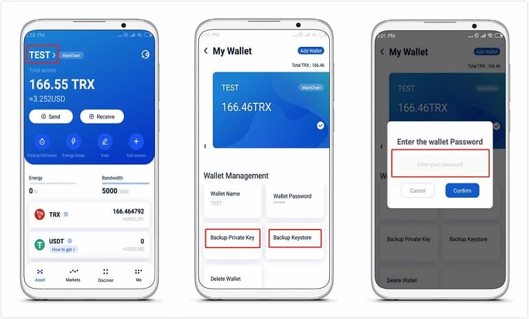 کیف پول ترون لینک در پلتفرم اندروید و IOS