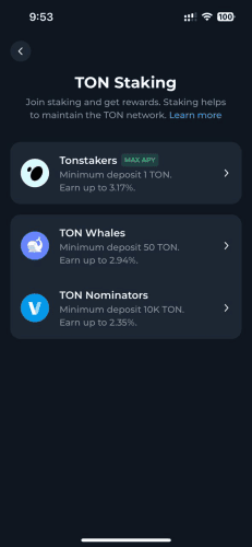 استیکینگ در کیف پول tonkeeper