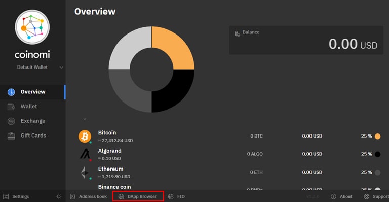 DAPPS در کیف پول کوینومی